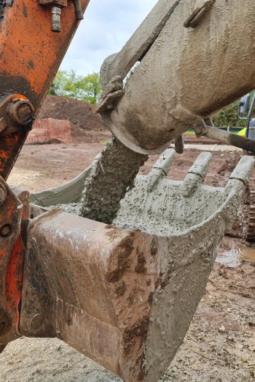 concrete with digger